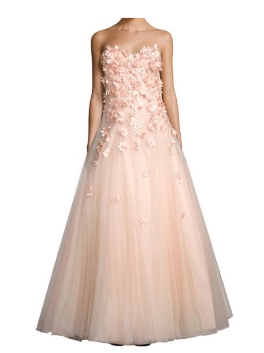 Basix Black Label Strapless Floral Tulle Gown size 8